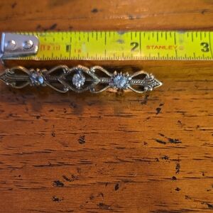 Vintage Gold Brooch with Silver Accents